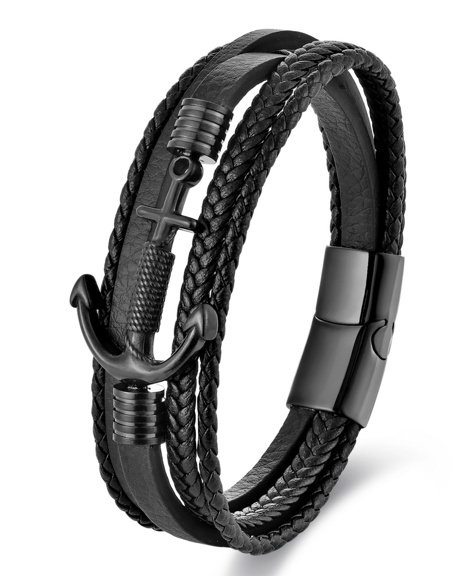 Браслет Rhona Sutton Men's Leather в нержавеющей стали