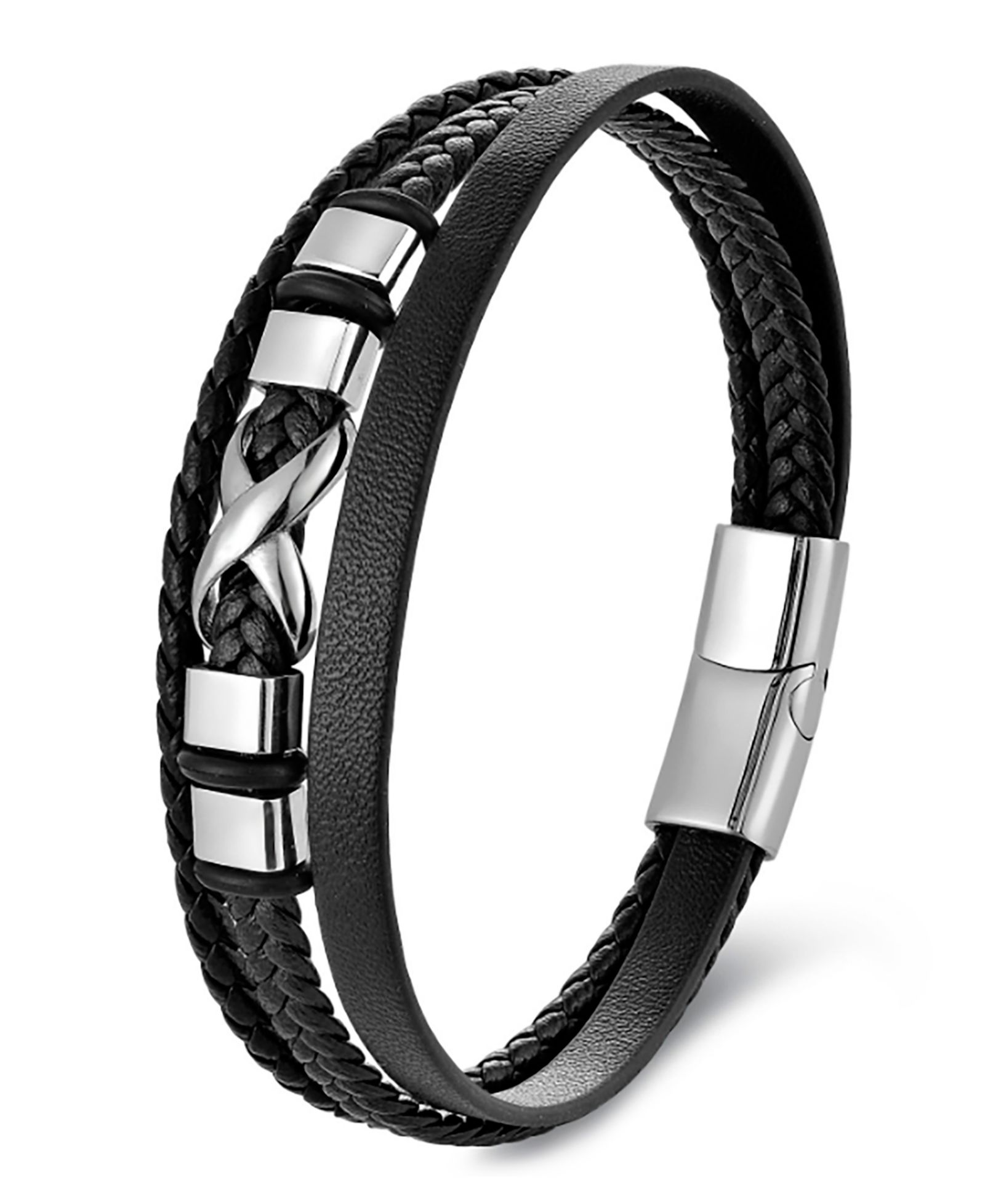 Мужской браслет Rhona Sutton Stainless Steel & Corvian Leather