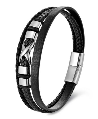 Мужской браслет Rhona Sutton Stainless Steel & Corvian Leather