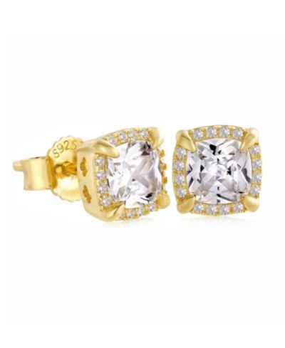 Rhona Sutton Men's Cubic Zirconia Talon Iced Stud Earrings in 14k Gold Plated Sterling Silver