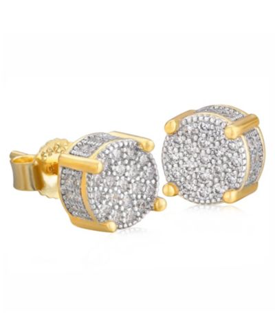 Серьги-гвоздики Rhona Sutton Men's Cubic Zirconia Iced Forge 14k Gold Plated