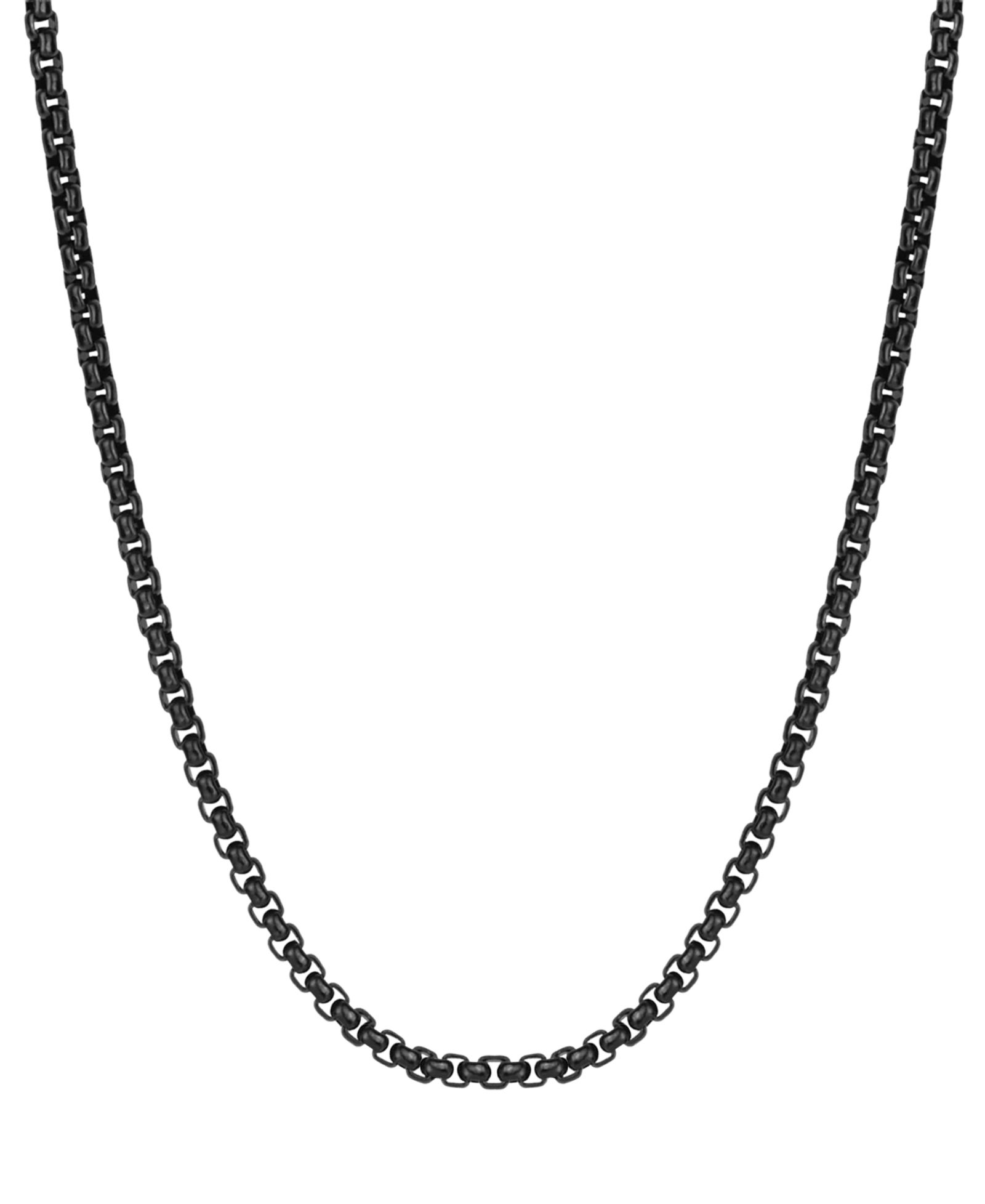 Rhona Sutton Men's Black Plated 20" Stainless Steel Rolo Chain Necklace