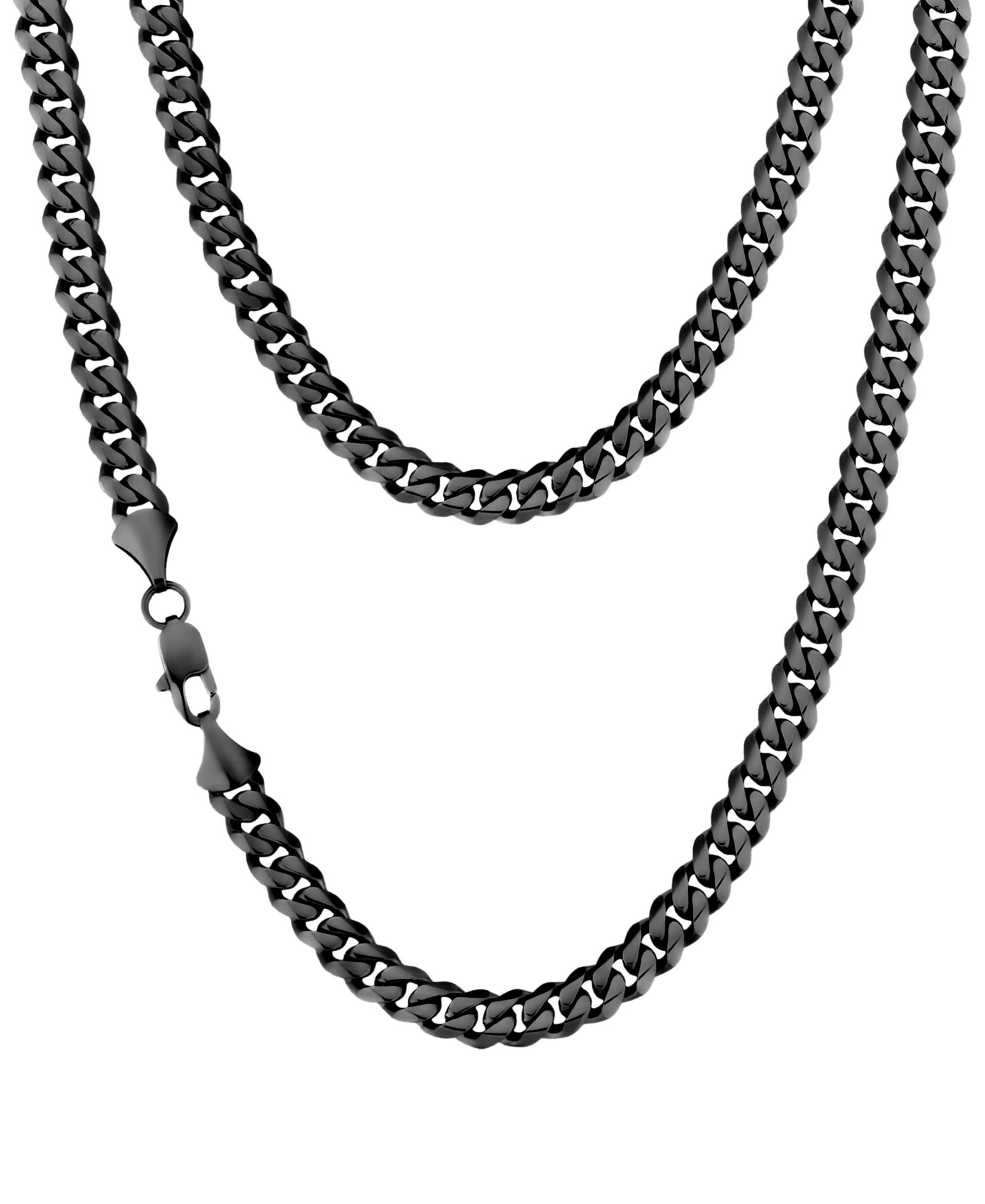 Мужская цепь-ожерелье Rhona Sutton Black Plated 20" Stainless Steel Miami Cuban