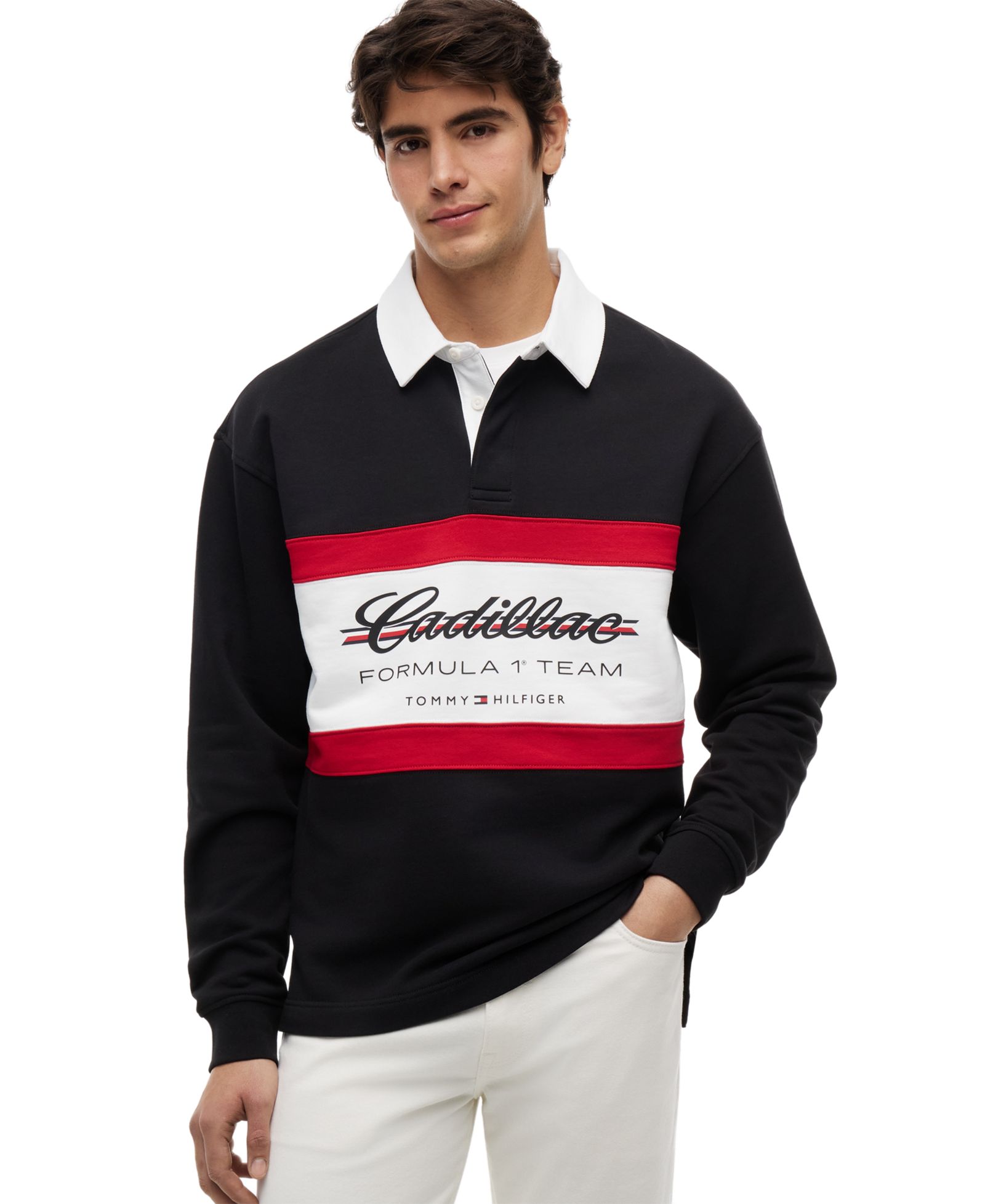 Tommy Hilfiger x Cadillac F1® Men's Panelled Script Rugby Polo Shirt