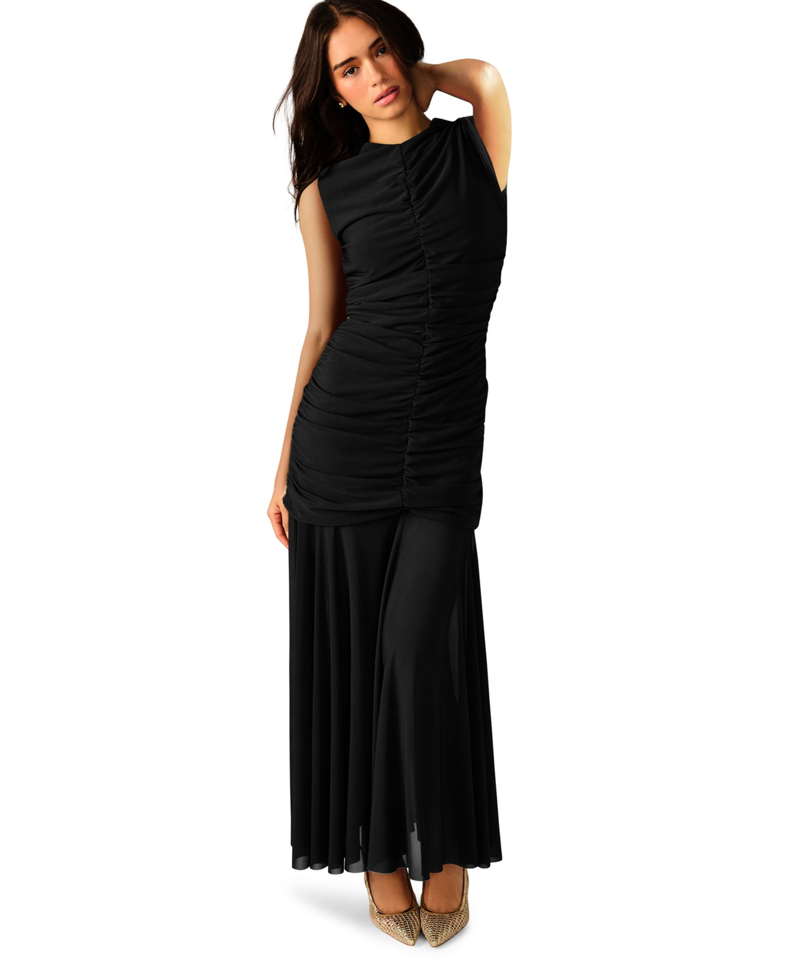 Платье Steve Madden Women's Ruched Crewneck Maxi