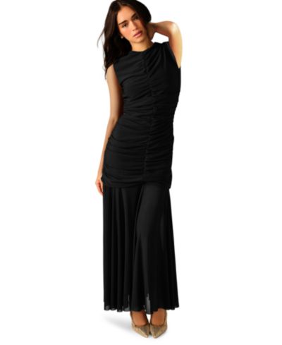 Steve Madden Women's Ruched Crewneck Maxi Dress