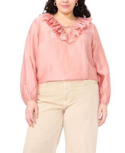 Vince Camuto Plus Size Ruffle V-Neck Top