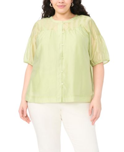 Vince Camuto Топ с пышными рукавами и складками спереди Plus Size