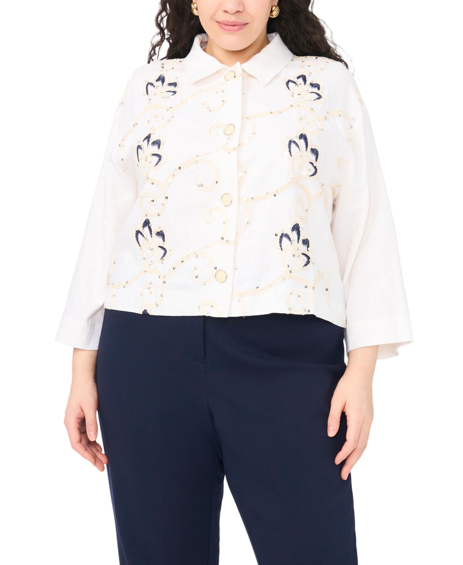 Vince Camuto Plus Size Collar Button-Down Top, рубашка с воротником, Plus Size