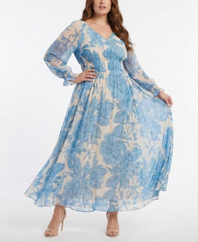 Taylor Платье макси с завышенной талией и V-образным вырезом Plus Size
