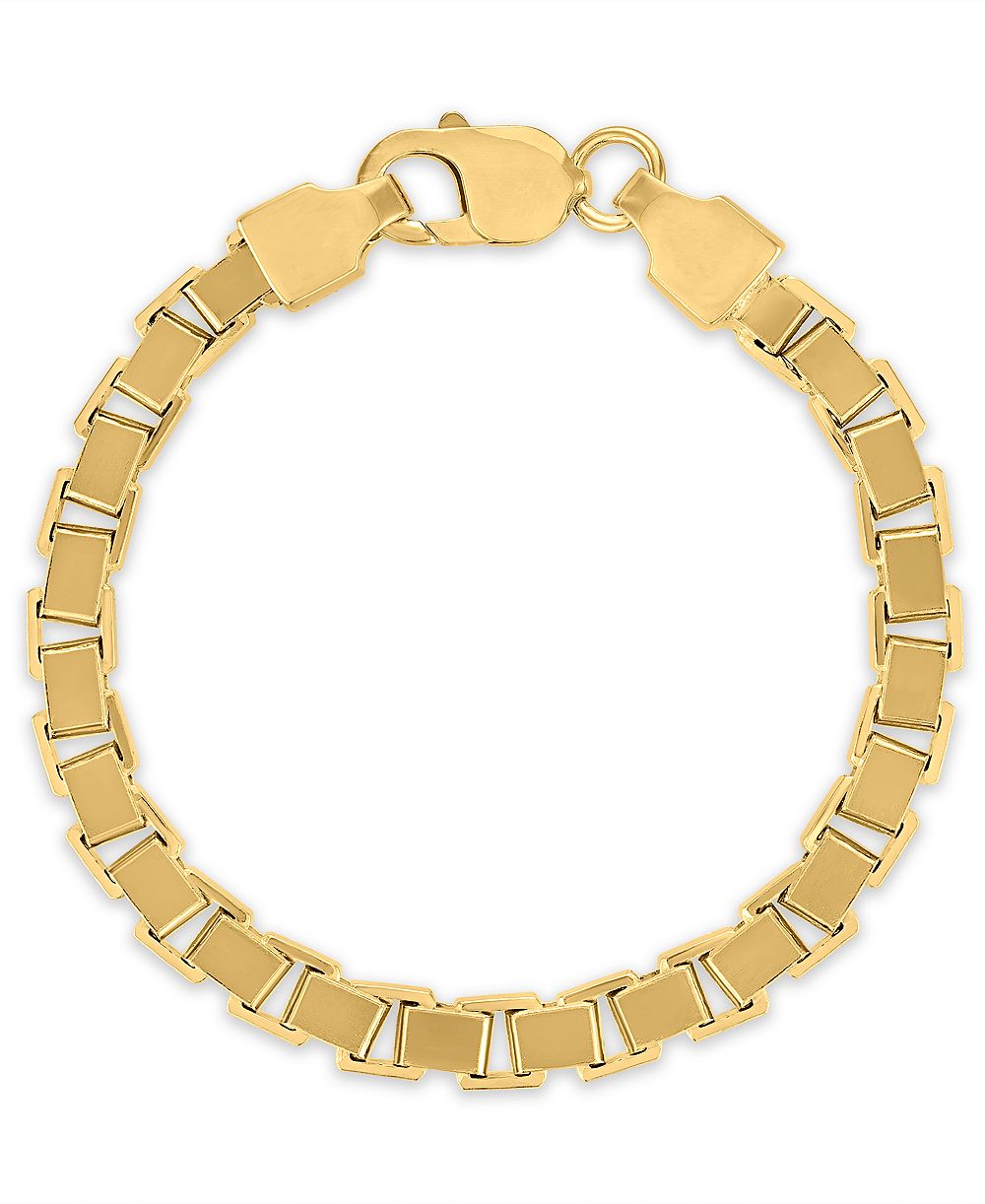 Мужской браслет Macy's Polished Box Chain из 14k золота поверх стерлингового серебра