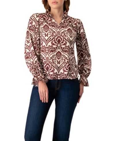 Женский блузка Ivonne Ruffled V-Neck Abstract