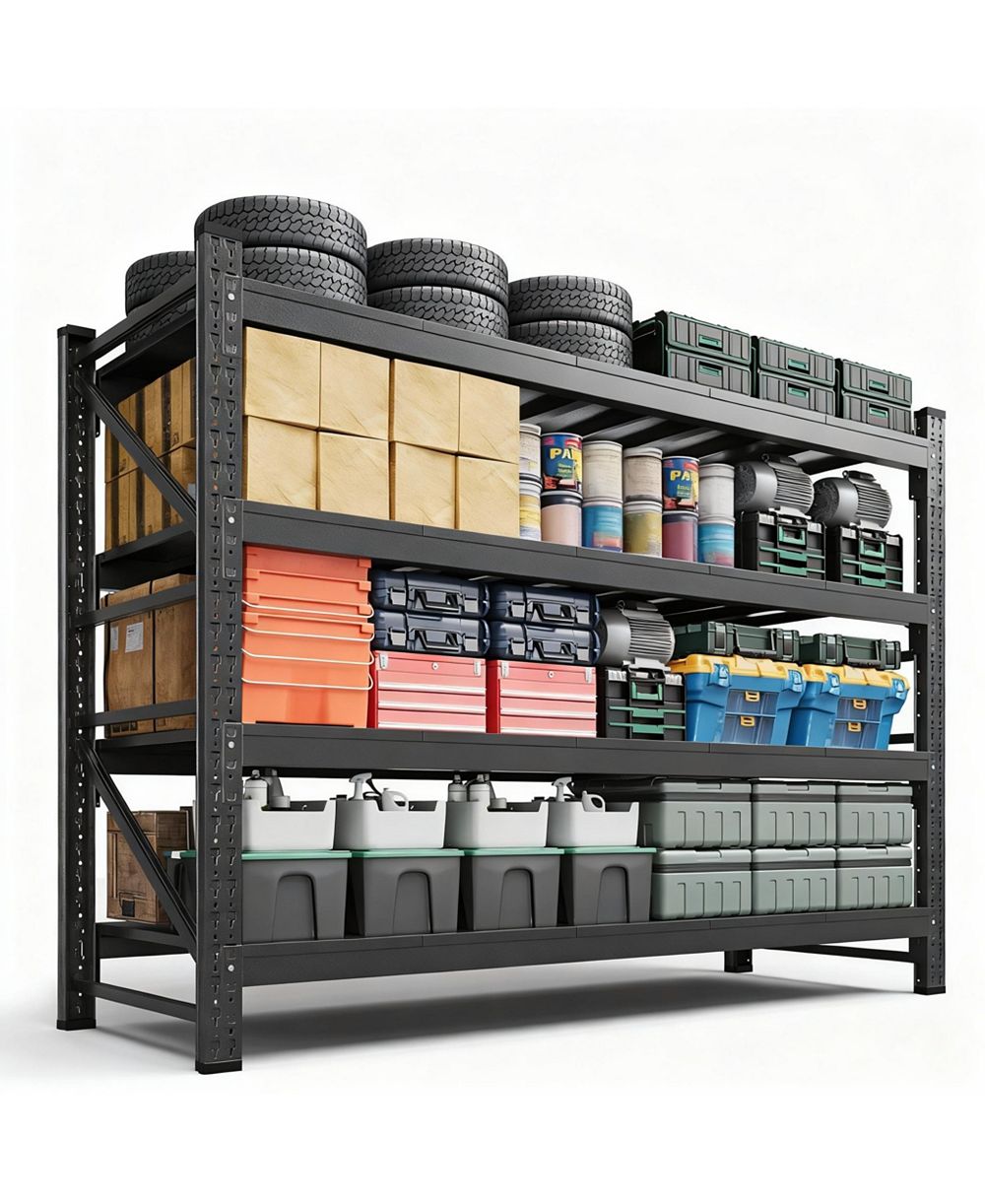 YIGII Heavy Duty 60" W x 70" H Garage Shelving, 4-Tier, Adjustable, 4000 lbs Capacity