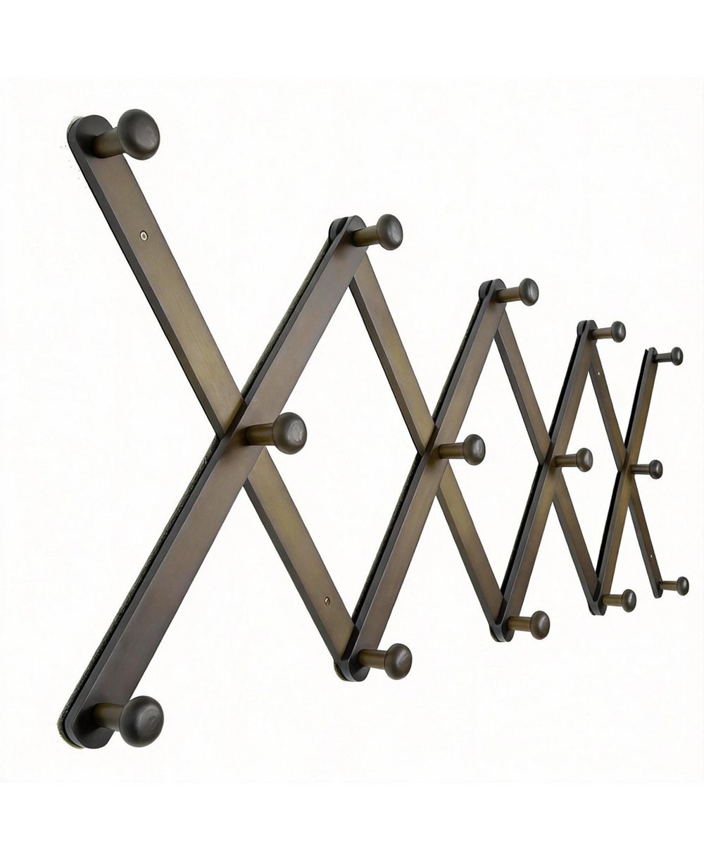 YIGII Wooden Expandable Wall Rack 14 Hooks 24" Long Space-saving Hat & Coat Organizer