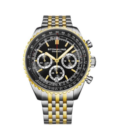 Stuhrling Men s 1010B Quartz Chronograph Watch, 42mm Stainless Steel Case, Steel Bracelet