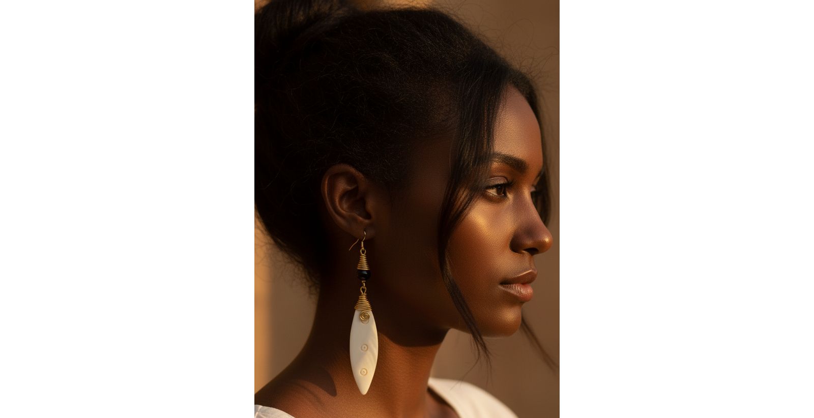 KENDI AMANI Malaika Handmade Bone & Brass Drop Earrings