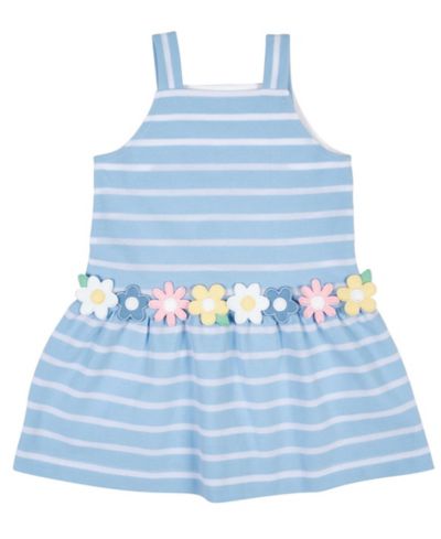 Florence Eiseman Little Girls Stripe Knit Dress With Mulitcolor Flowers