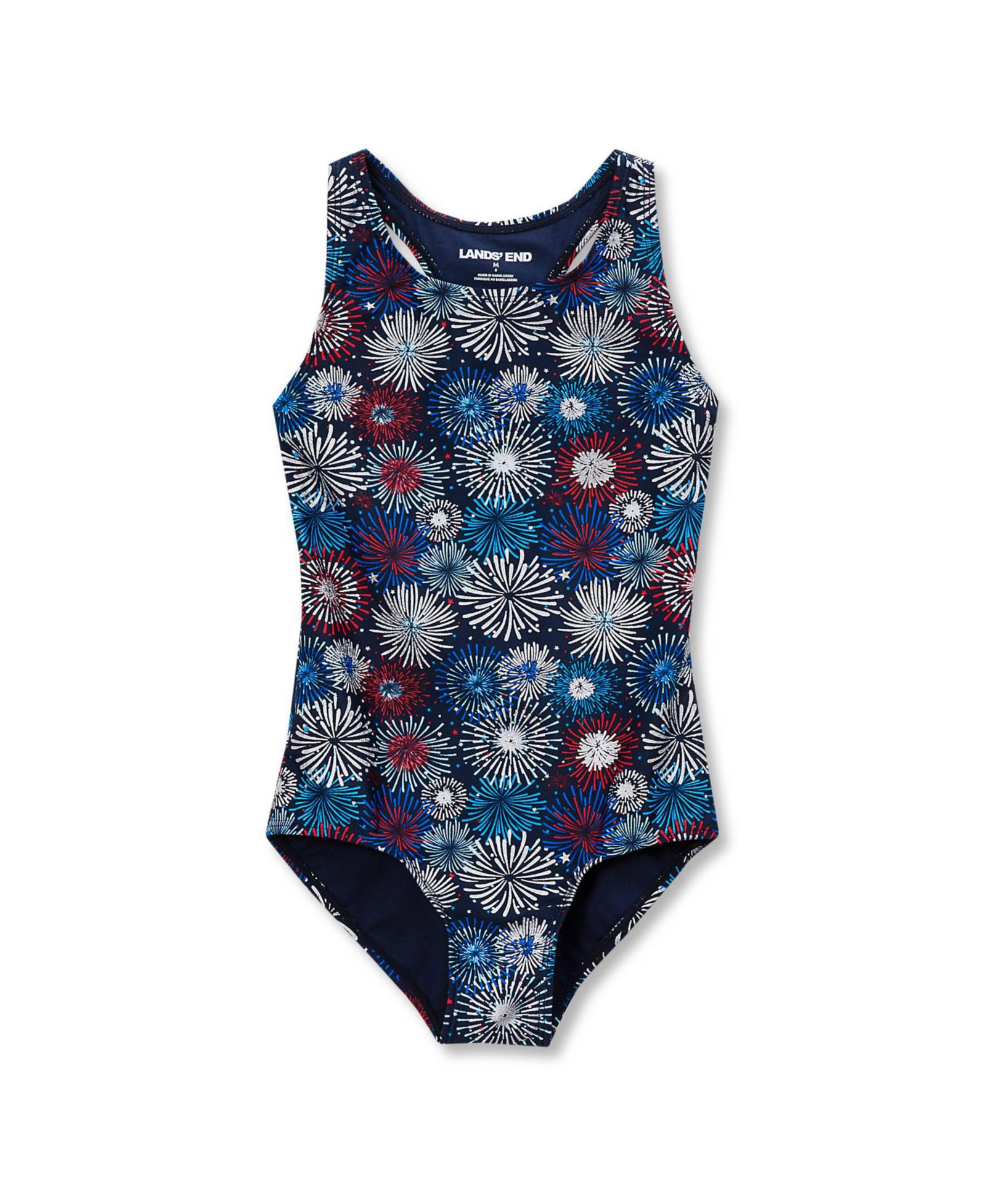 Lands' End Girls Sporty Hi-Neck Racer Back One Piece Swimsuit