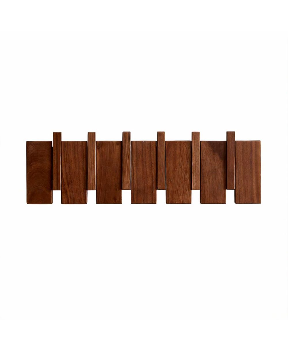 YIGII Wood Piano Key Style Wall Coat Rack with 6 Hooks
