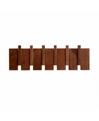 YIGII Wood Piano Key Style Wall Coat Rack with 6 Hooks