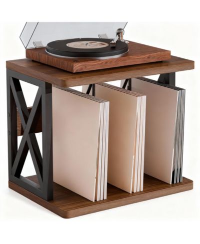 Двухуровневый держатель для виниловых пластинок YIGII, на 80-100 LP, железо и дерево