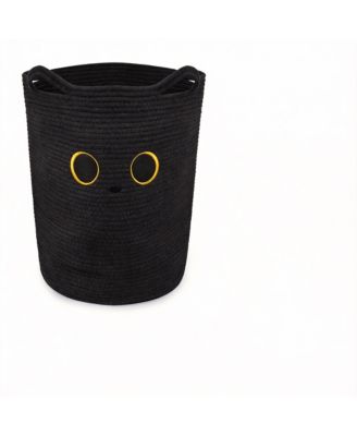Корзина из хлопкового шнура YIGII Black Cat Design 53L
