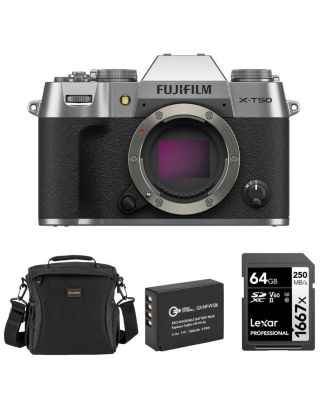 Беззеркальная камера Fujifilm X-T50, комплект с аккумулятором Li-Ion, картой памяти 64GB SDXC и сумкой через плечо