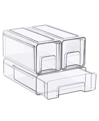 Sorbus 3 Piece Clear Stackable Storage Drawers Case with Handles - for Bathroom, Closet, Pantry, Cabinet, Medicine & Baby Bottle Storage