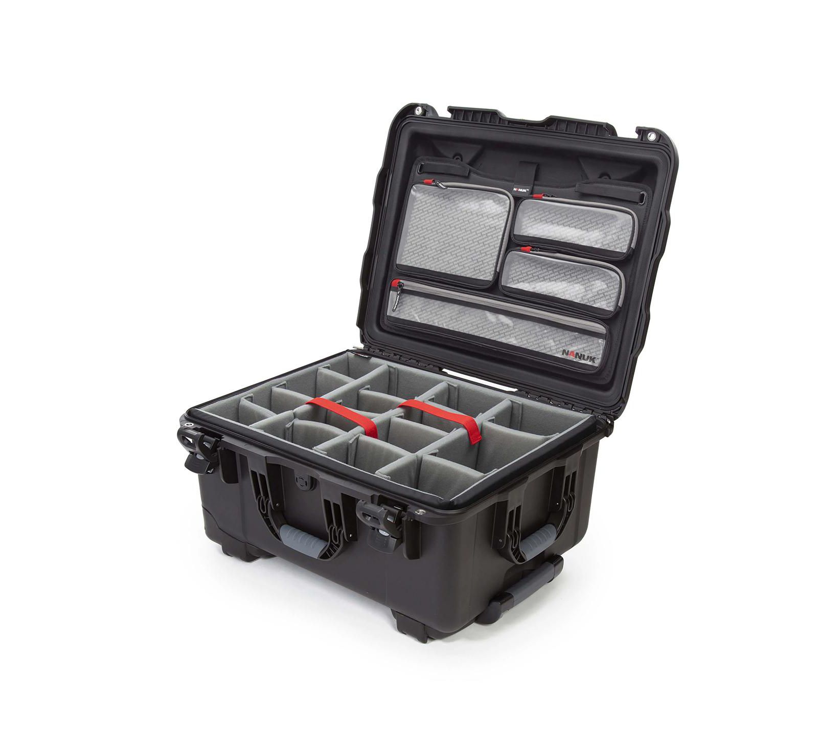 Nanuk 950 Wheeled Waterproof Hard Case with 4-Pocket Lid Organizer and Padded Divider for Camera