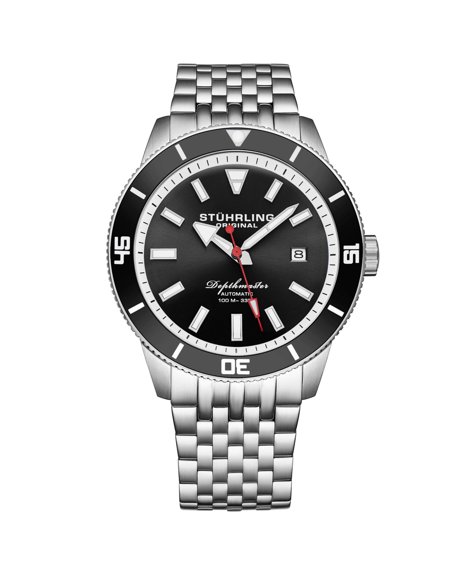 Stuhrling Depthmaster 4086.1 Men s Automatic Watch 42mm Stainless Steel Black Dial