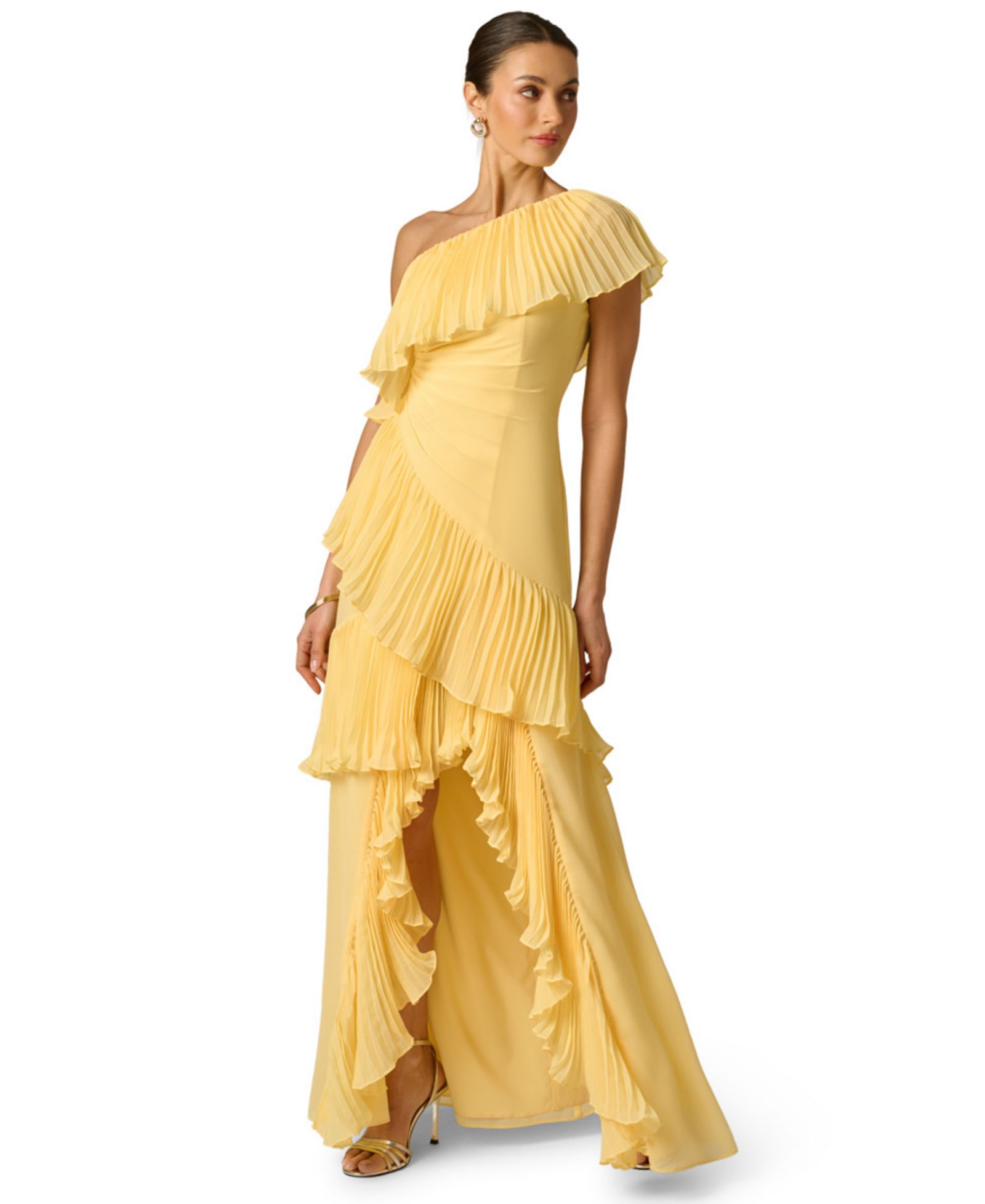 Adrianna Women's One-Shoulder Chiffon High-Low Gown