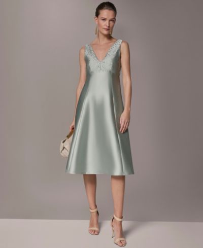 Donna Karan New York Женское миди-платье А-силуэта с отделкой Hot Fix