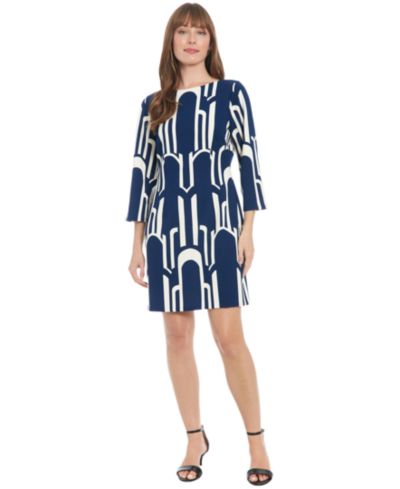 London Times Women's Boat Neck Mini Sheath Dress