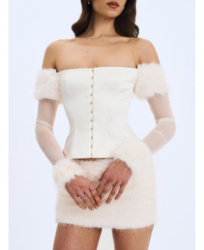 Топ Miss Circle Women's Nola Off-Shoulder Fur Trimmed