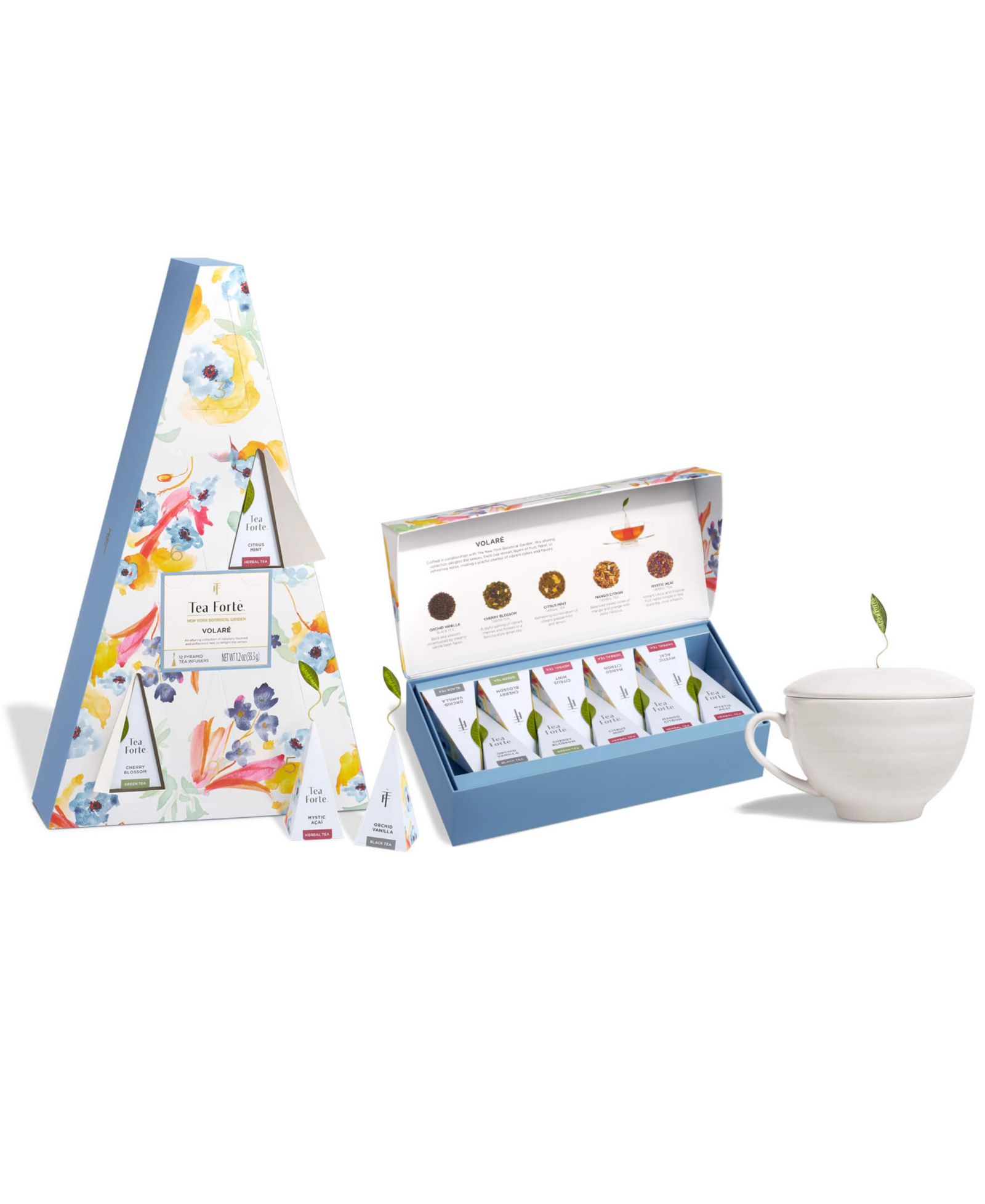 Tea Forte Volare Bundle Mini Advent Calendar, 12 Infusers and Petite Presentation Box, 10 Infusers and White Cafe Cup