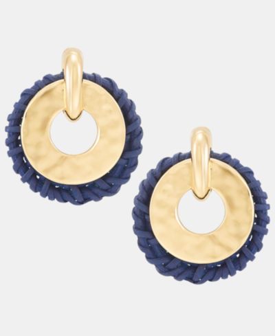 Style & Co Gold-Tone Braided Doorknocker Earrings, Macy's Exclusive