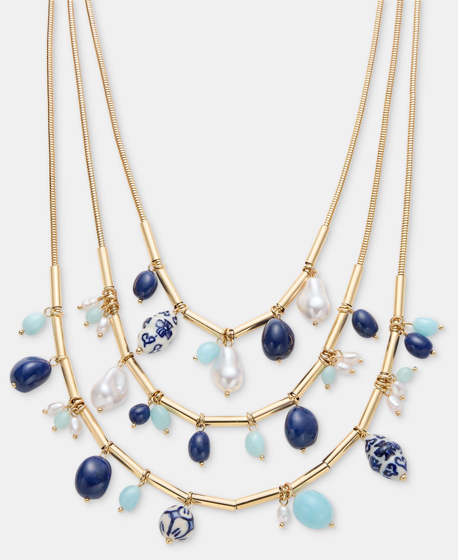 Style & Co Gold-Tone Beaded Three-Layer Necklace, Macy's Exclusive
