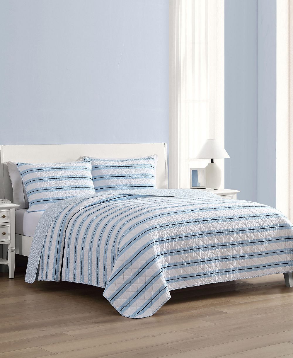 Комплект стеганого одеяла Nautica Tim Stripe, хлопок, 2 шт., Twin
