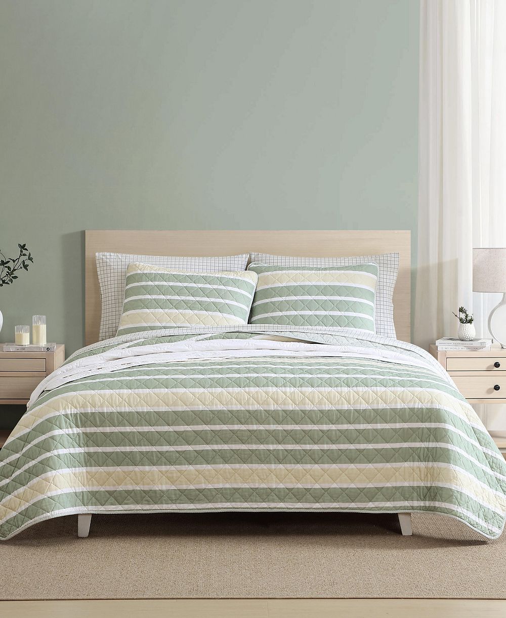Комплект постельного белья Nautica Varadero Stripe Cotton Reversible 3-Pc. Quilt Set Full/Queen