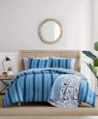 Nautica Gilpin Stripe Cotton Reversible 3-Pc. Комплект покрывала, Full/Queen