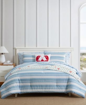 Комплект покрывал Nautica Riverside Stripe Cotton Reversible 3-Pc., Full/Queen