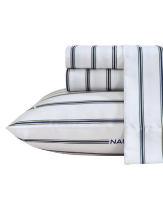 Nautica Inline Printed Microfiber 3-Pc. Sheet Set, Twin
