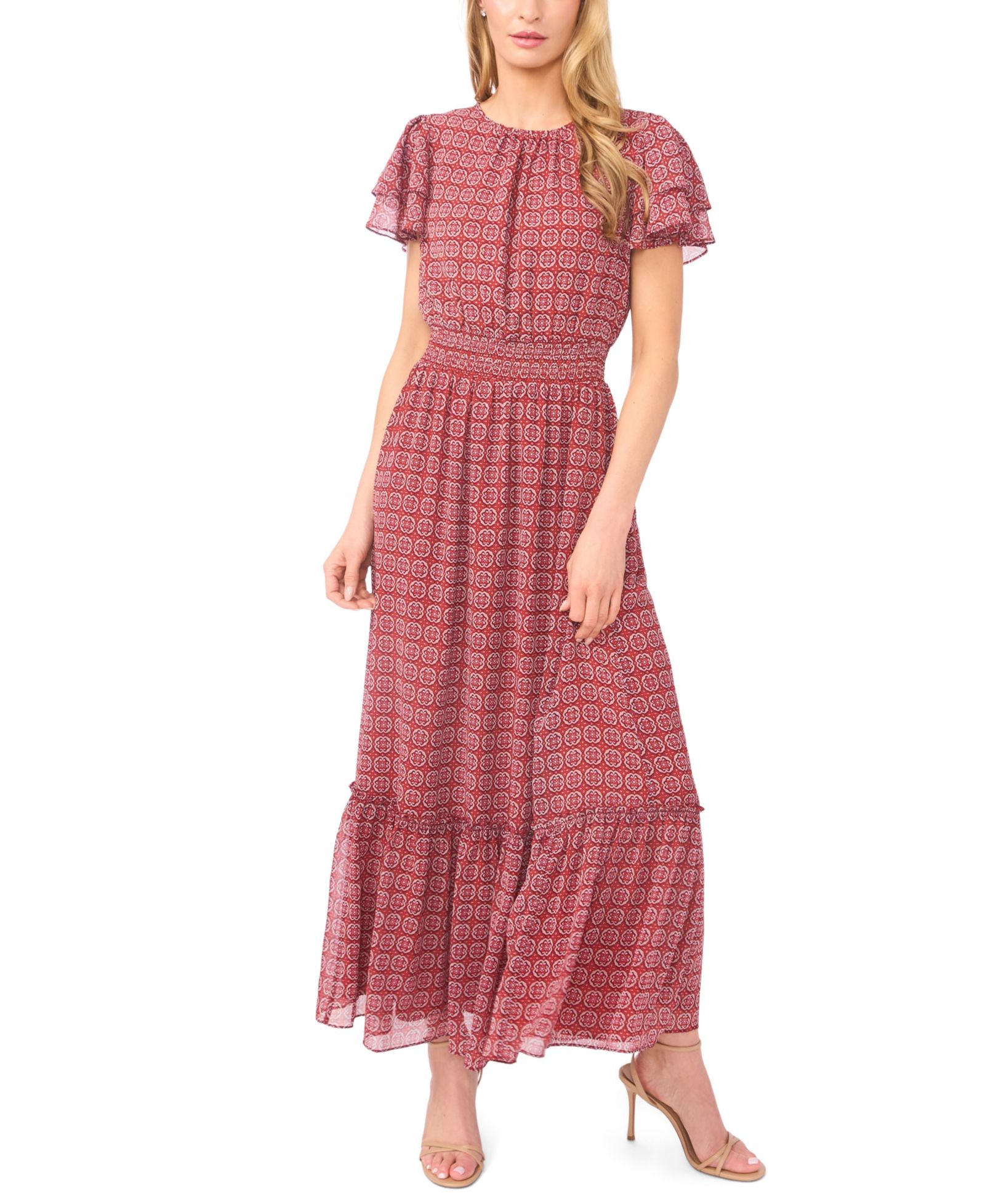 CeCe Женское платье Maxi Double Ruffle-Sleeve