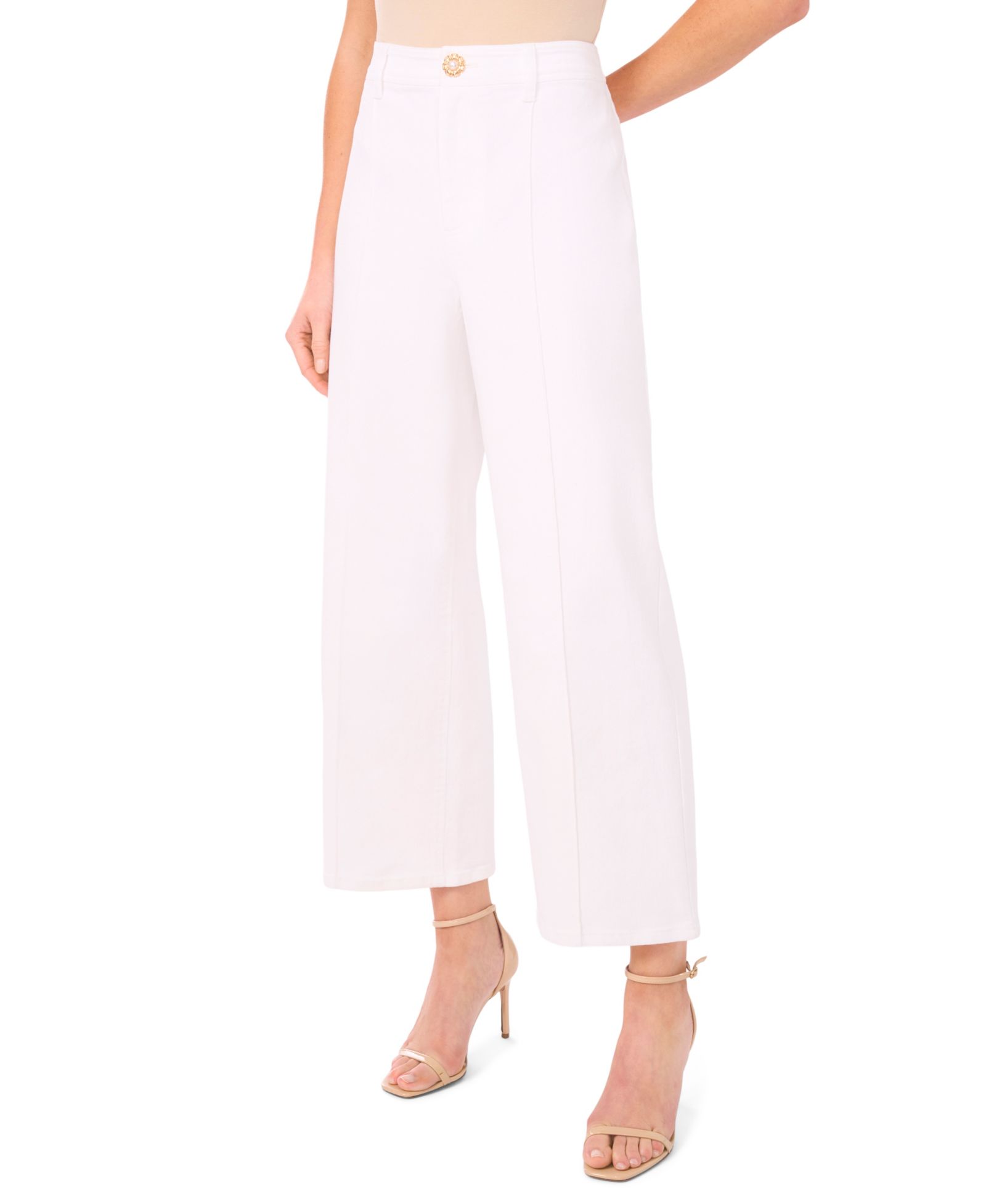 CeCe Women's Wide-Leg Pintuck Jeans