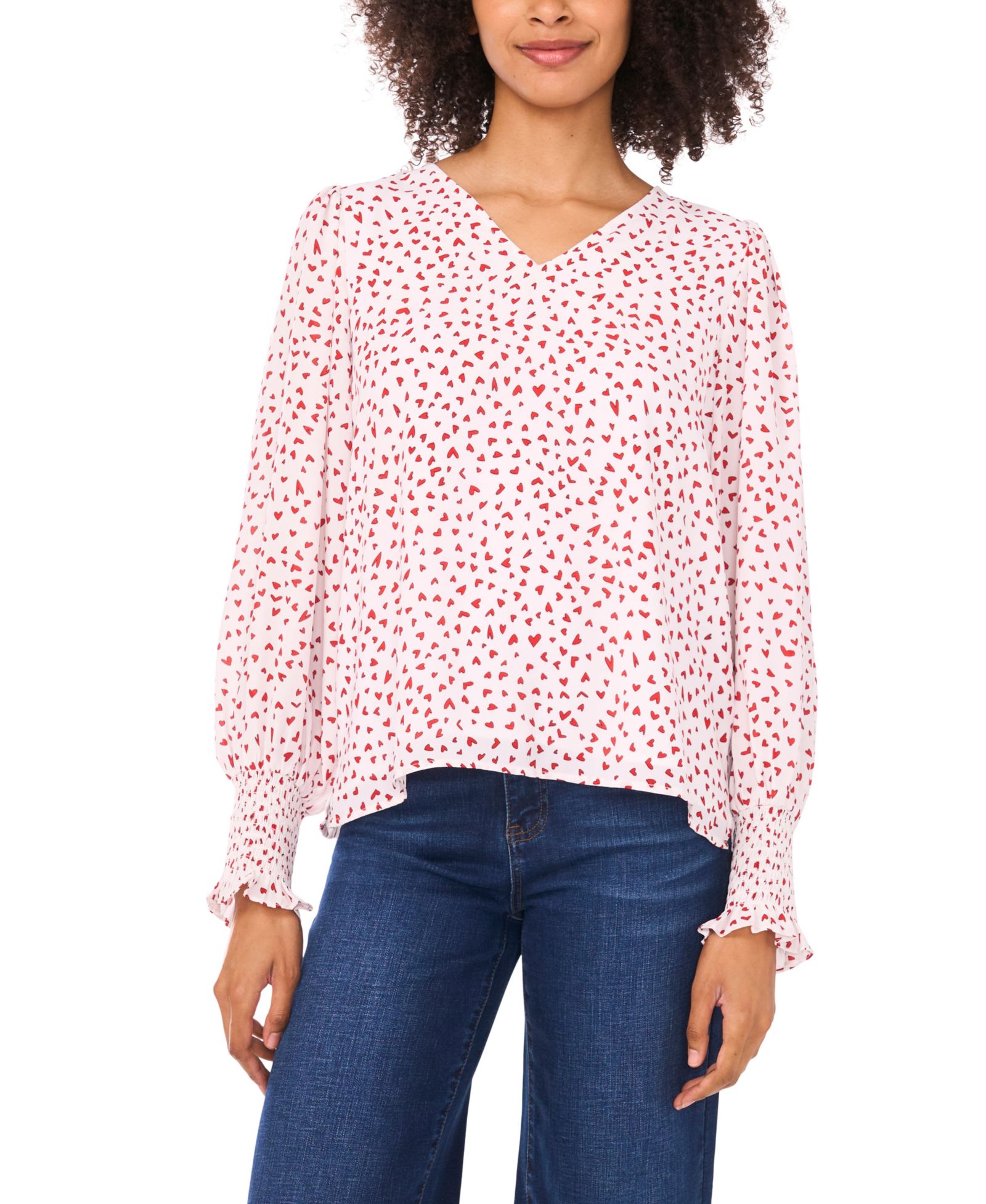 CeCe Women's Printed Long-Sleeve Top