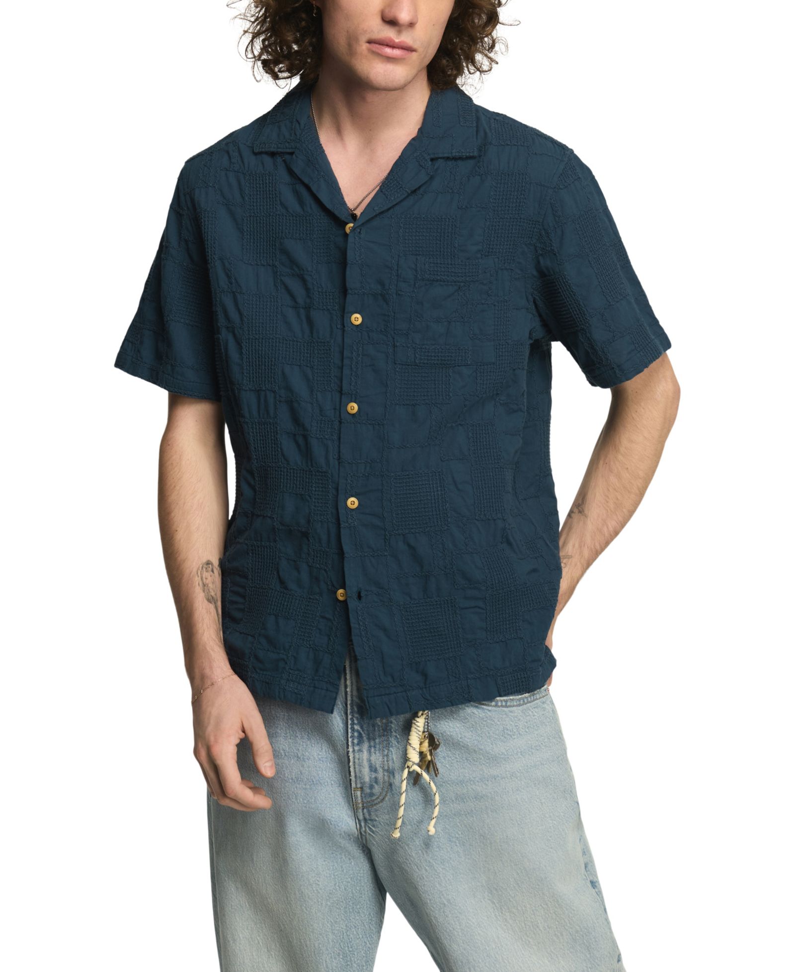 Мужская рубашка Lucky Brand Novelty Textured Camp Collar