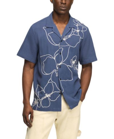 Мужская рубашка Lucky Brand Floral Embroidered Motif Camp