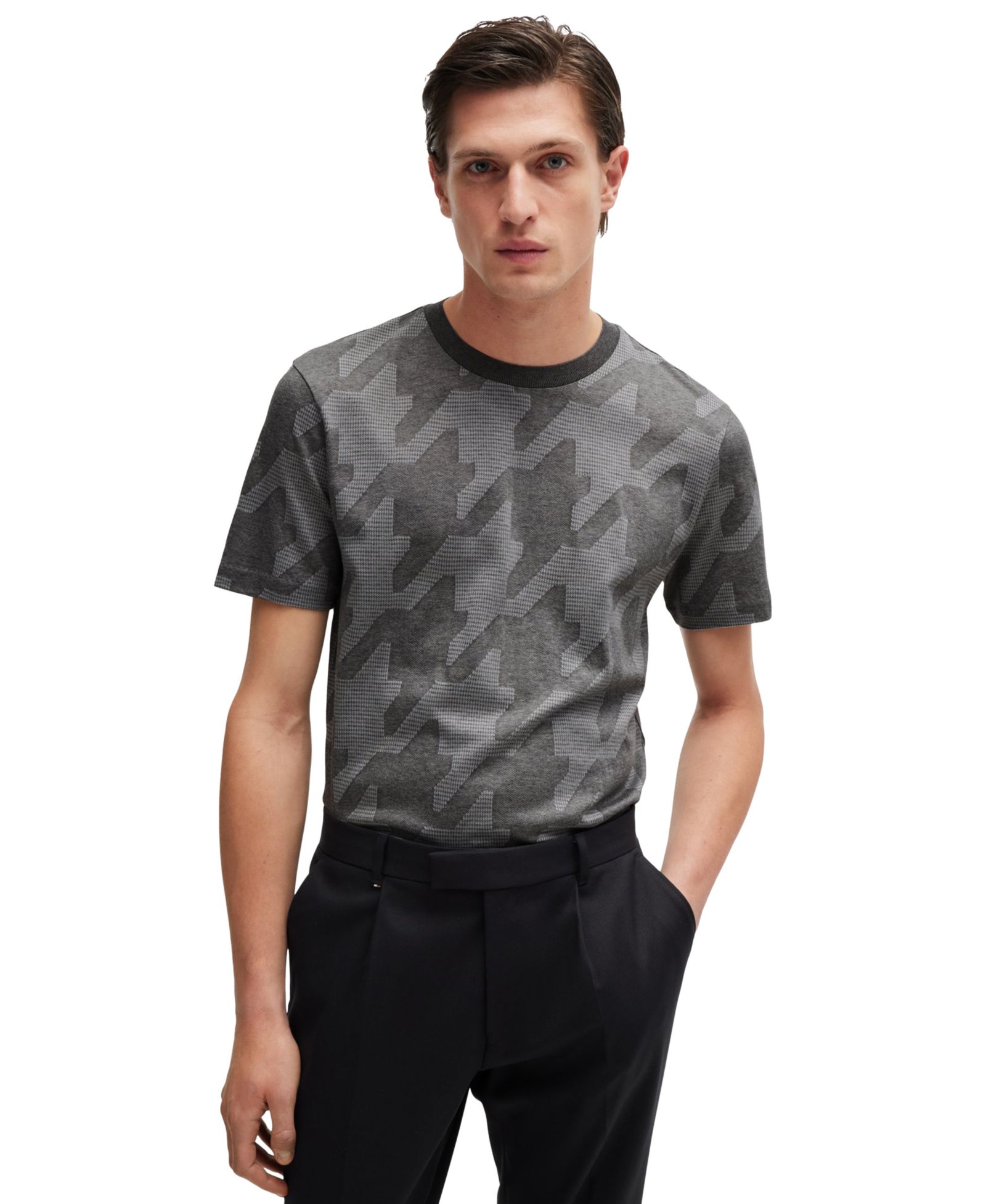 BOSS by Hugo Boss Men's Houndstooth Jacquard T-Shirt