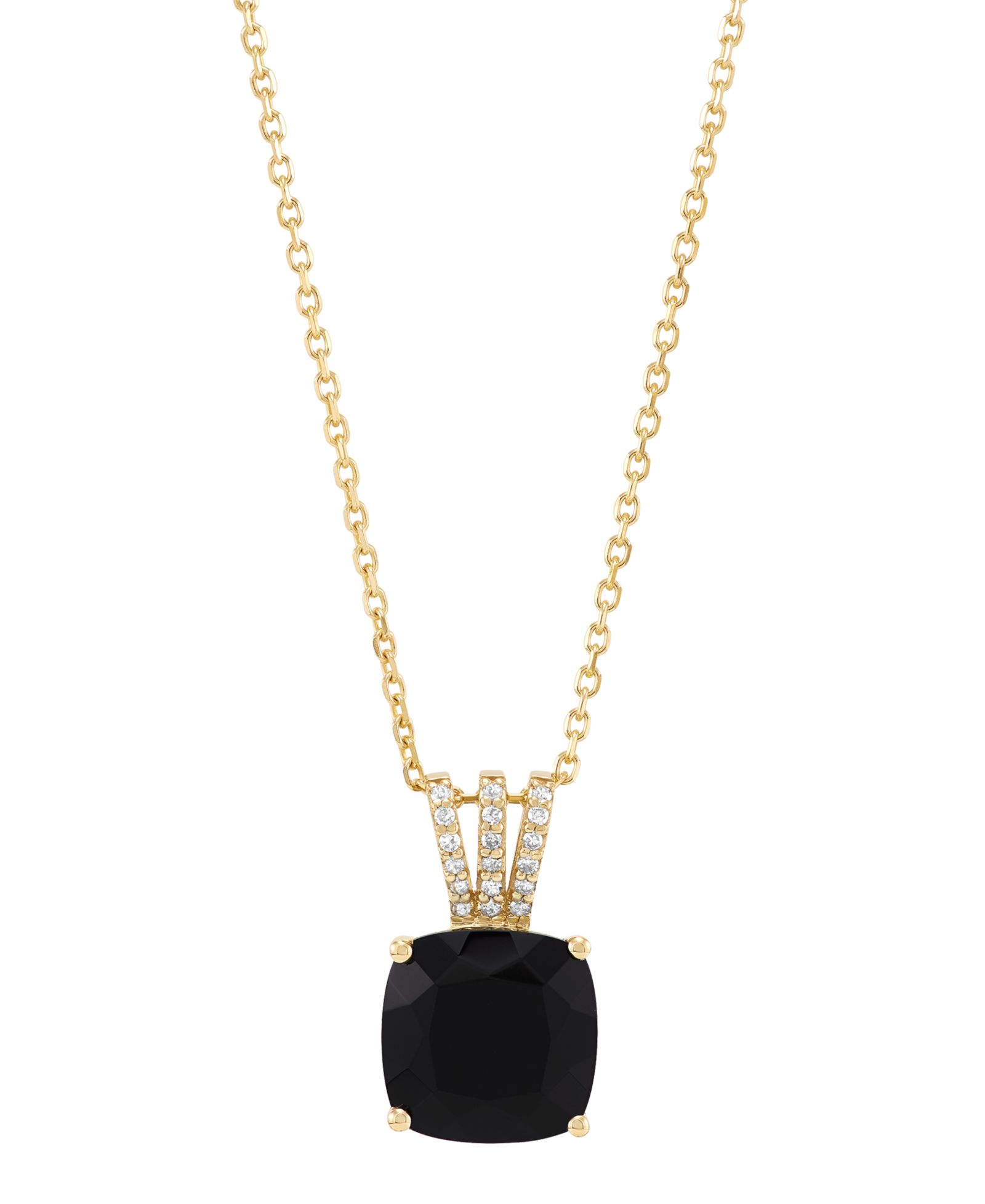Ожерелье Macy's Onyx и Diamond Accent, 10k Yellow Gold