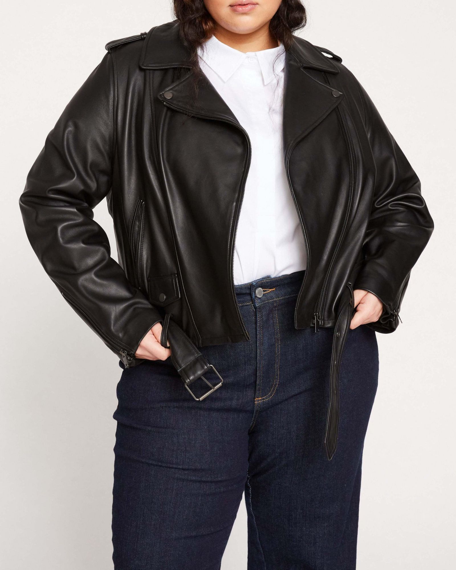 Universal Standard Plus Size Leeron Leather Moto Jacket